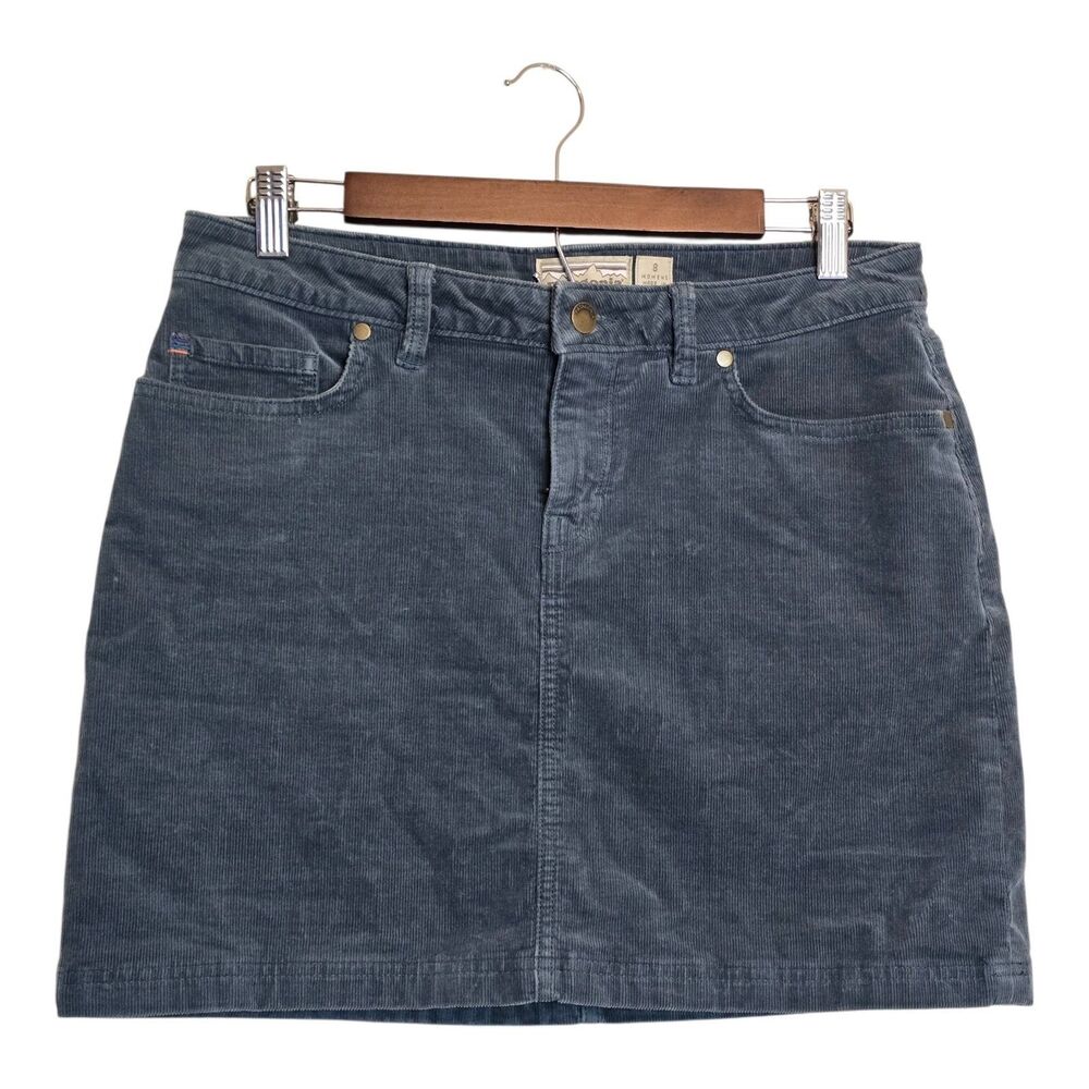 Patagonia Womens Size 8 Corduroy Mini Skirt Blue Grey Organic Cotton 5 Pocket